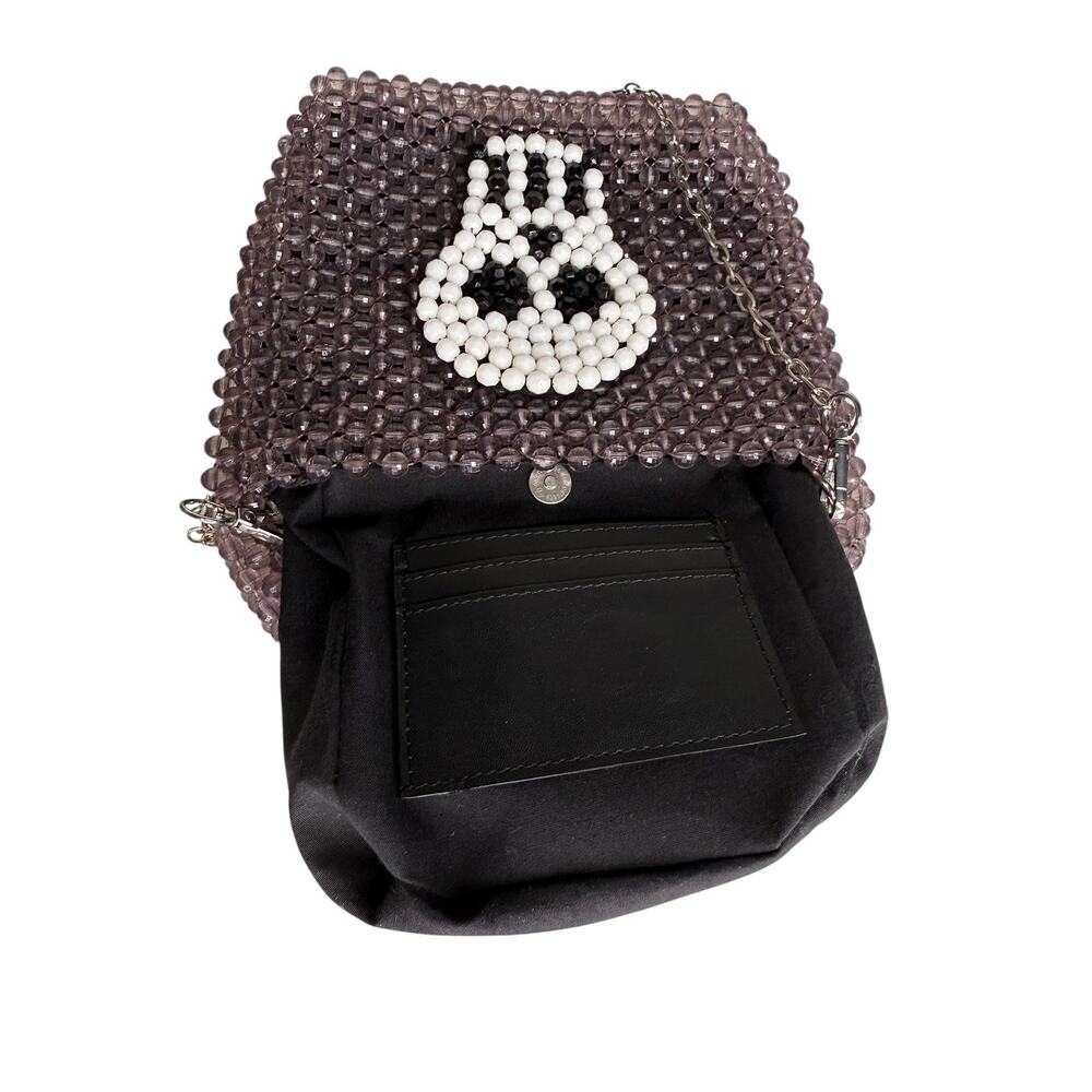 Bouffants And Broken Hearts Kendra Dandy Beaded Skull Purse Crossbody Top Handle - Picture 9 of 12